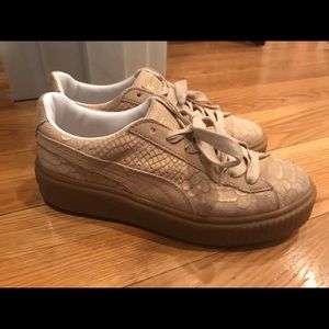 Puma Basket Snakeskin Platform sneakers in natural